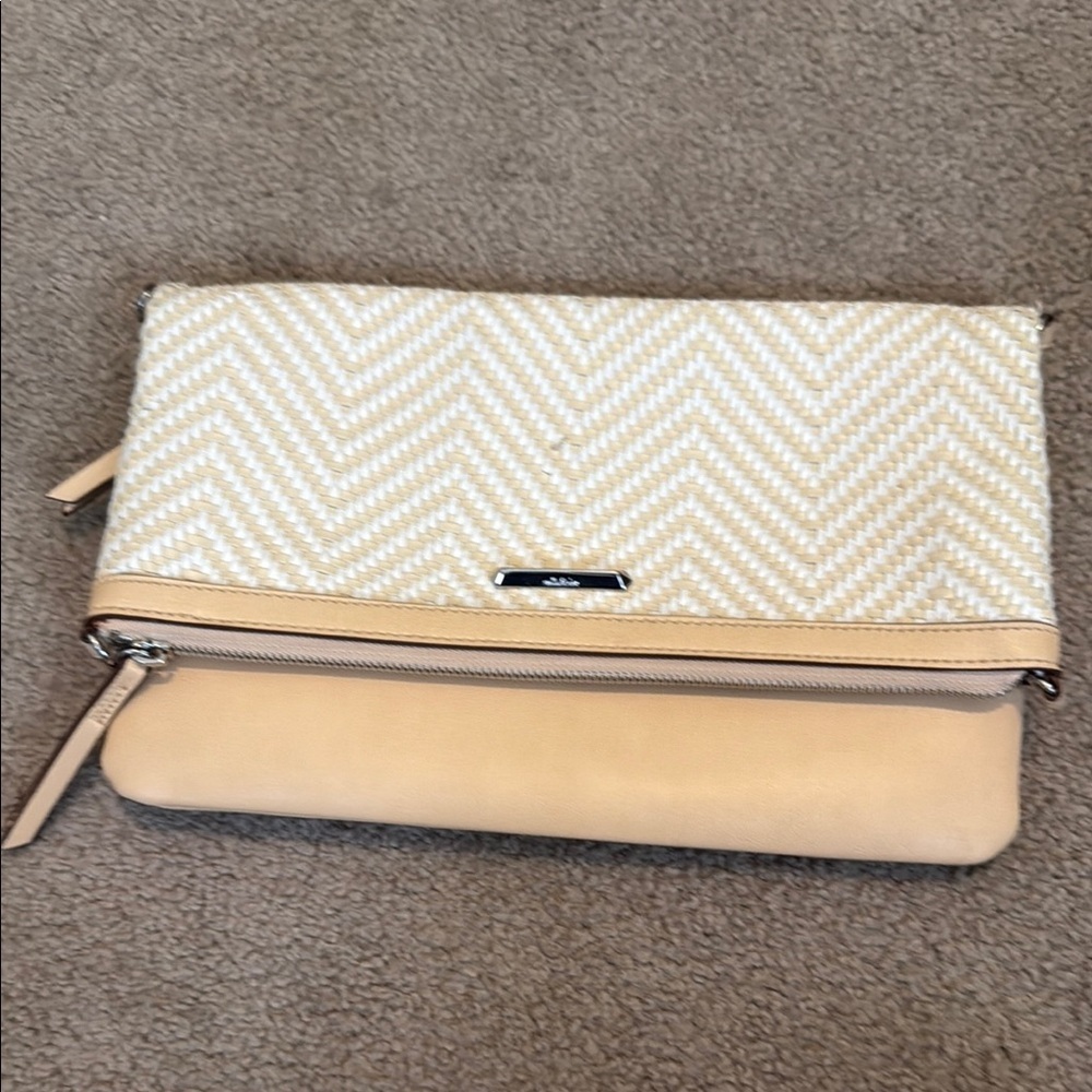 Stella & Dot Cream Chevron Clutch
